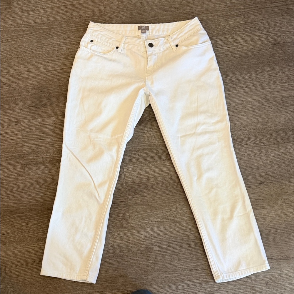 j jill low rise denim jeans womens 2  fit cropped white stretch denim